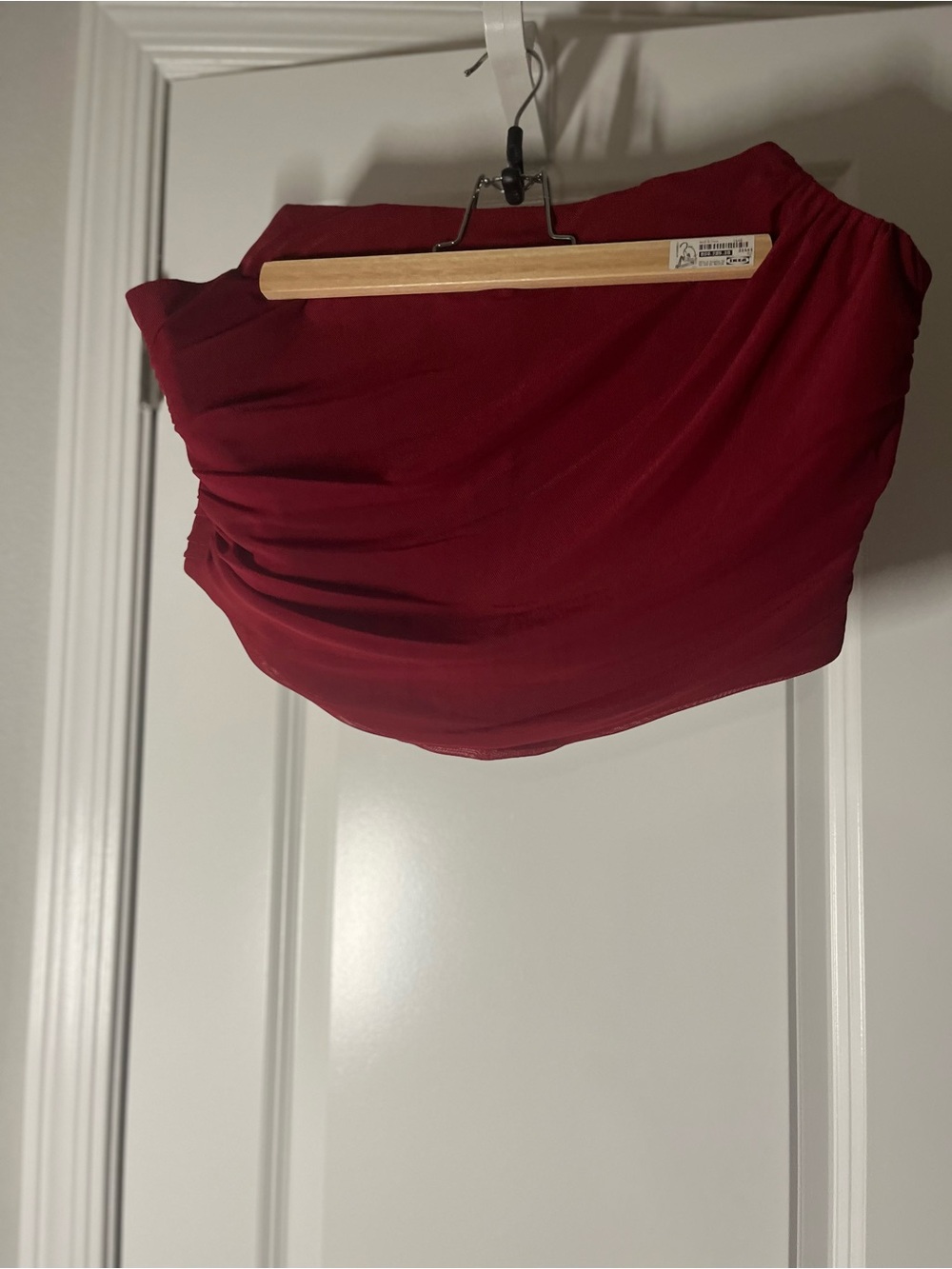 Women’s Wine Red Ruched Mini Skirt